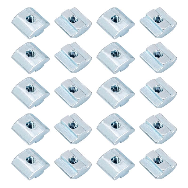 20Pcs M6 Sliding T Slot Nuts M8 Sliding T Slot Nuts, Nickel Plated Carbon Steel Hammer Head Roll-in T-Nuts for CNC 3D Printer Assembly