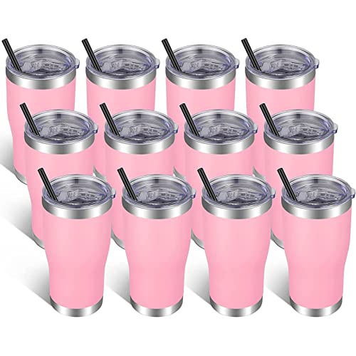 Image of VEGOND 20oz Tumbler Stainless Steel Tumbler Cup with Lid And Straw Vacuum Insulated Double Wall Travel Coffee Mug(Pink 12 Pack)