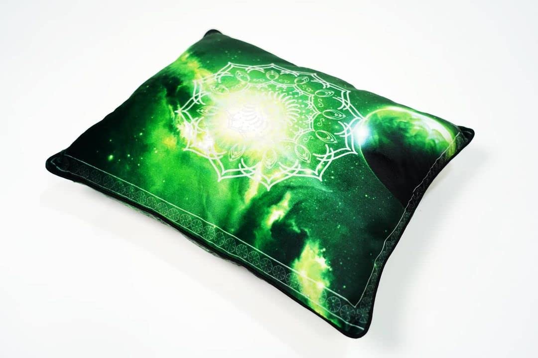 Urooj Pillow Green Galaxy Sublimatio For Matching Mat Velvet With Sublimation-Decorated Quran And Pillow.