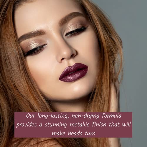 Mynena Metallic Lipstick Liquid Sexy Frosted Lightweight Long Lasting Non-Transferable Waterproof | Gluten-Free Paraben-Free Talc-Free Cruelty-Free And Vegan | Goddess #TOP1