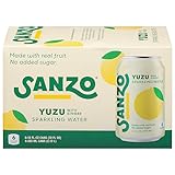 Sanzo Flavored Sparkling Water - Yuzu (Lemon) 6-Pack - Carbonated Drink Made with Real Fruit & Sugar-Free - Non-GMO, Gluten-Free & Vegan - 12 Fl Oz Cans - Pair With Ginger For Balanced Punch