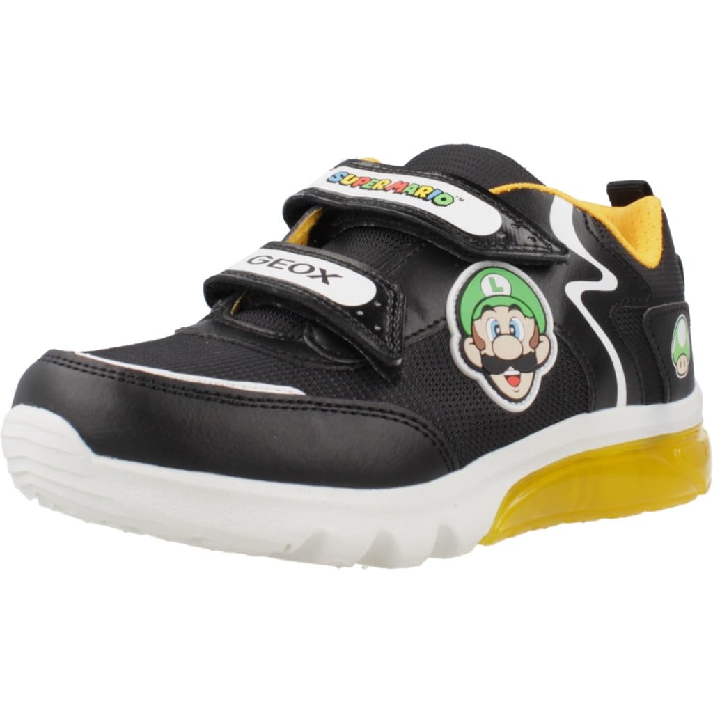 Geox J CIBERDRON BOY I Sneaker, Black/Yellow, 10 UK Child