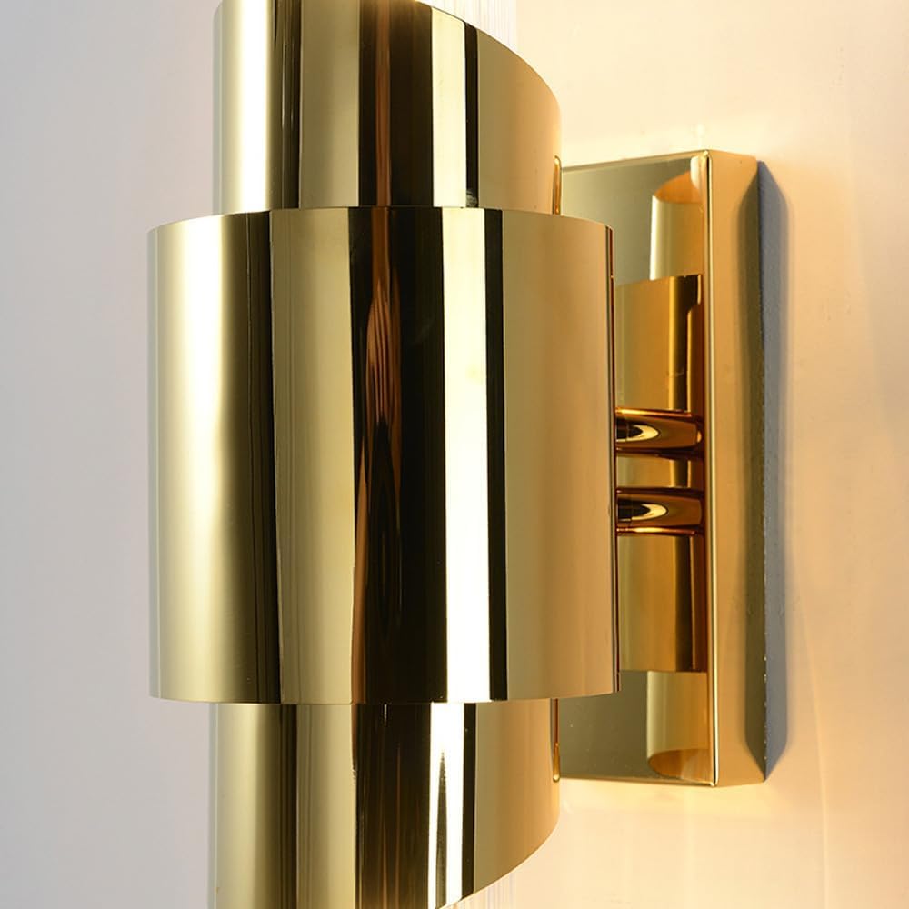 Lampa ścienna, nowoczesna, długa lampa ścienna ze szkła, oświetlenie wewnętrzne up-down do łazienki, chromowane/złote, 2 światła, prążkowane przezroczyste szkło, liniowe do sypialni