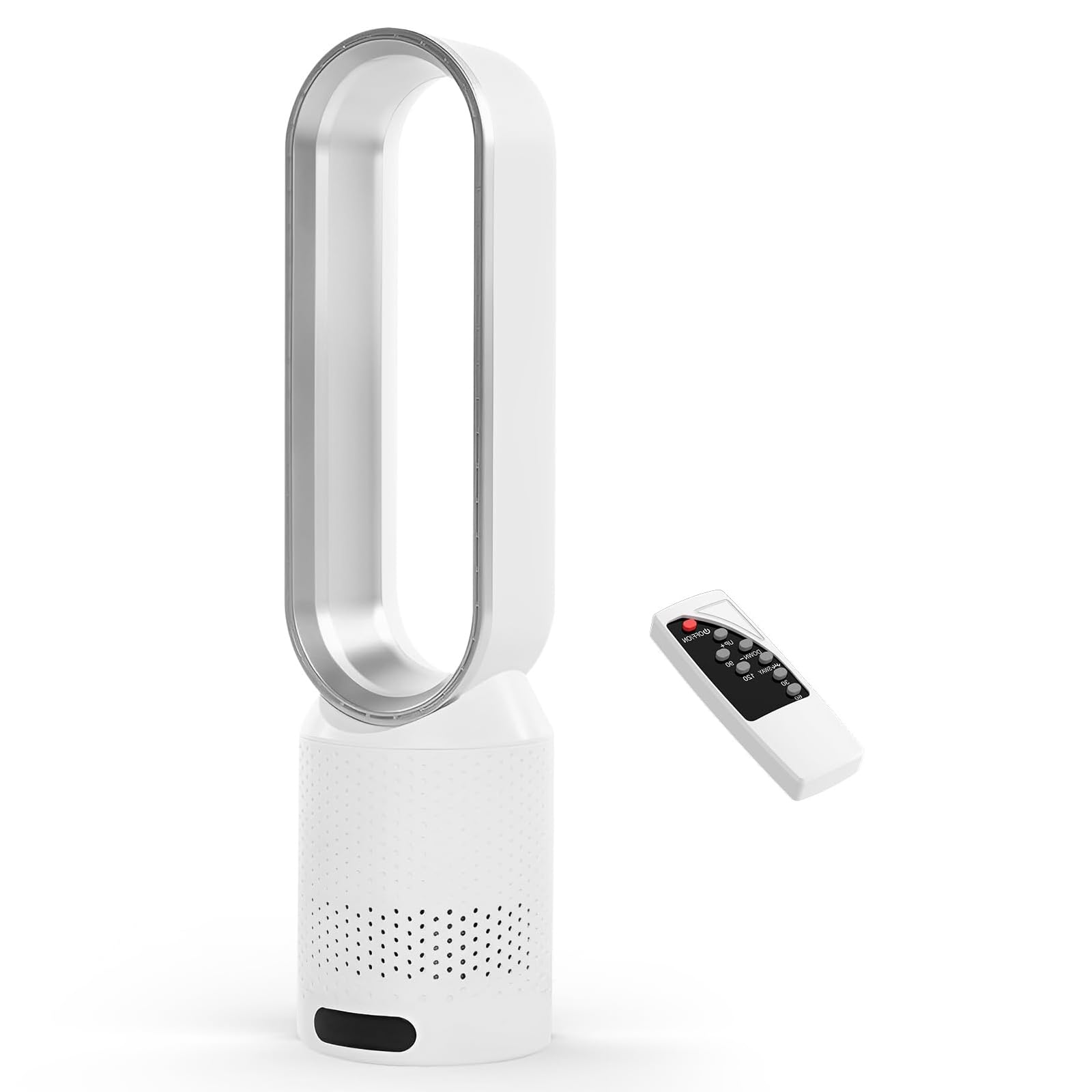 Eznaobo Turmventilator mit Fernbedienung, 2in1 HEPA, 8 Geschwindigkeiten, 90° Oszillation, Timer, Standventilator leise für Büro Zuhause Silber