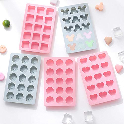 Molde de silicona para cubos de hielo rosa con tapa miniatura 2