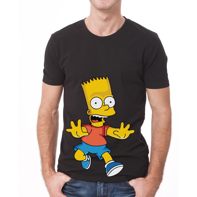 Cotton Men's Simpson Scared Front Printed Regular Fit T-Shirt