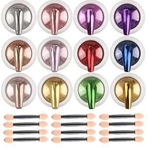 BISHENGYF 12 Chrom Glitzer Pulver Nagel