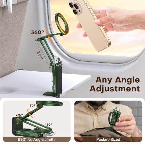 Image of OMOTON TP02 360Rotating for MagSafe Tripod Mount, Adjustable Aluminum Magnetic Phone Tripod for iPhone 17 /16 /15 /14 Pro Max Air, Foldable Cell Phone Stand Fits Vlog, Gym, Travel Essentials, Green