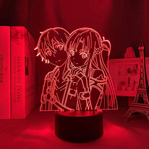 GEZHF 3D Night Light Anime Ilpusion LED Anime 3D Lampe Sword Art Online Figure de la à coucher Nightlight Anniversaire Cadeau d'anniversaire Drop Salle de livraison Light Night Light Sao Cover