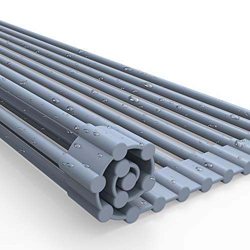 【5月最新品】水切りラック 折りたたみ 抗菌 水切り 錆びない くるくる丸めて収納 水切りかご 省スペースで大容量 全シリコン 折り畳み水切りラック Ausemku (52 * 33cm)