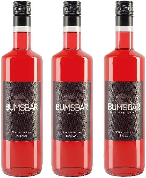 3 Flaschen Bumsbar Granatapfellikör a 700ml 16% Vol. aus Glas + Space Riegel von Onlineshop Bormann