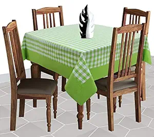 AIRWILL Cotton Checkered Pattern 4 Seater Table Cloth Pack of 1 pc (Green)