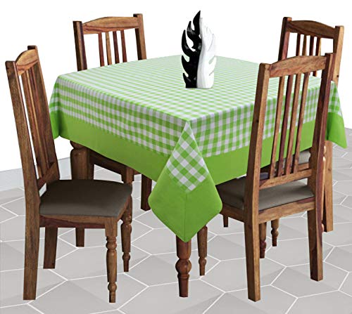 Image of AIRWILL Cotton Checkered Pattern 4 Seater Table Cloth Pack of 1 pc (Green)