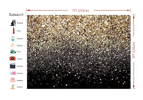 Fondo Negro y Dorado con Puntos 7x5ft para Decoración miniatura 5