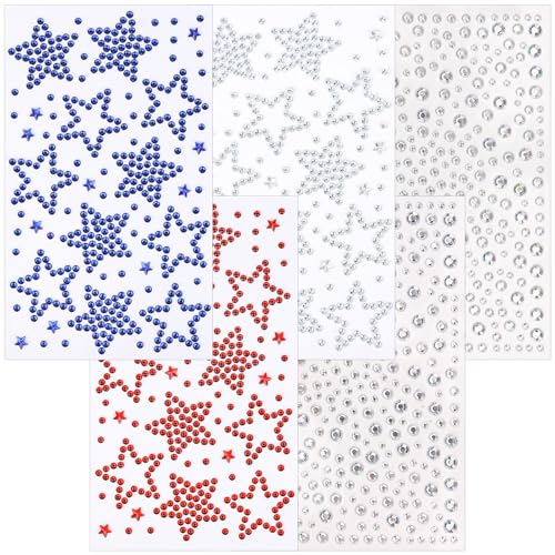 Teenitor 4th of July Star Face Gems, Self Adhesive Face Jewels fo...