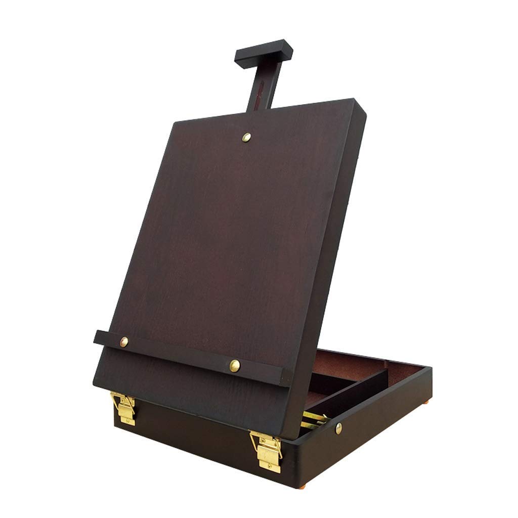 EUTYRG Caballete portátil de Escritorio para Estudio, Caja de Pintura al óleo de Madera, Caballete para bocetos, Soporte de Papel de Escritorio, Caja de Almacenamiento de Herramientas