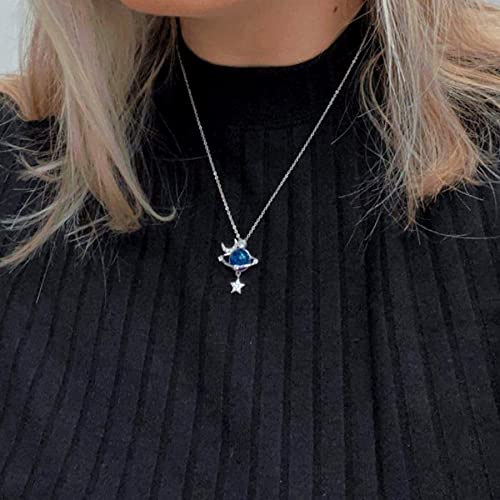 To My Daughter Star Moon Planet Necklace Moon & Stars Planet Cubic-Zirconia Necklace with Gift Card Sapphires Charms Pendant Necklace Birthday Graduation Gift for Daughter4