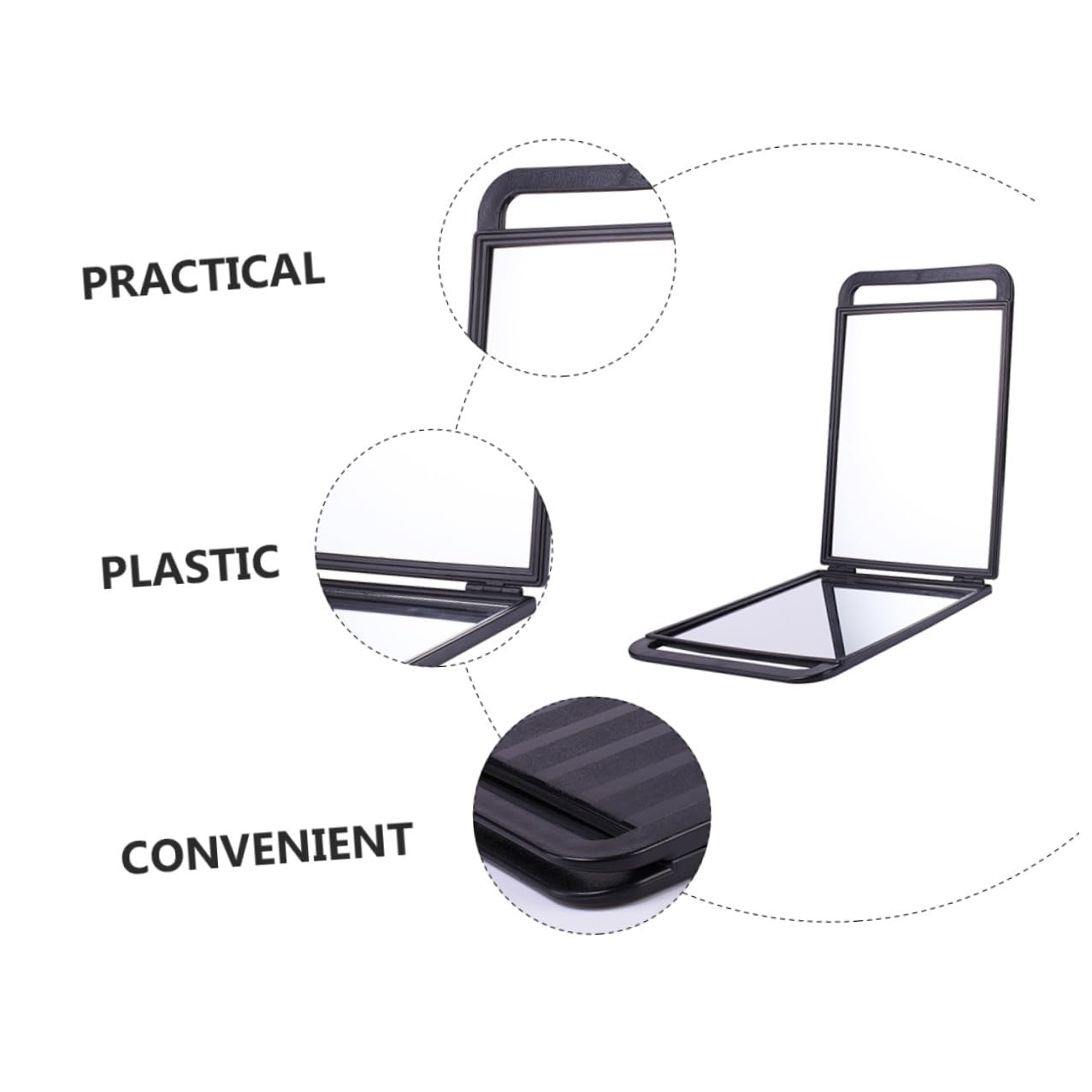 ABOOFAN Doppelseitiger Rechteckiger Handspiegel mit Doppelgriff Tragbarer Beauty Mirror für Friseure und Makeup Klappbarer Friseursalon Spiegel für Reisen und Tägliche Pflege