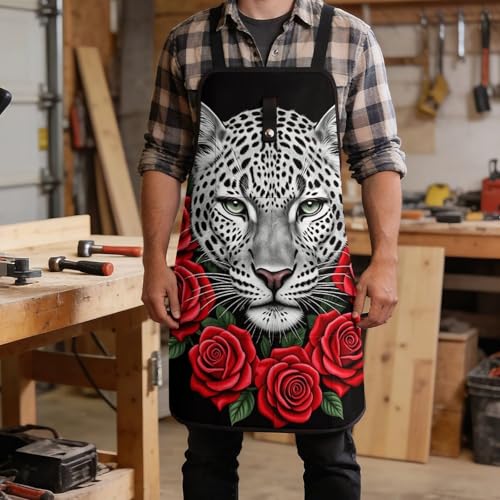 Delantal de trabajo ajustable Red Rose Cheetah con 8 bolsillos miniatura 5