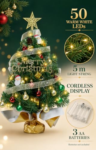 Noiclub 24 Inch Mini Christmas Tree with 50 LEDs, DIY Kit, Battery Powered - image 3