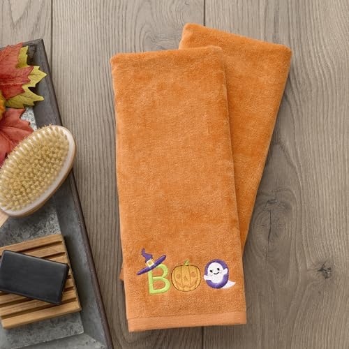 SKL Home Halloween Boo Handtuch-Set für Bad/Küche/Bar & Geschenk, Orange, 2 Stück – Ansicht 2