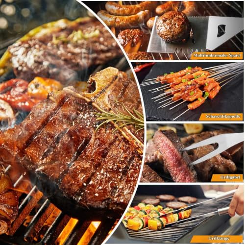 GQC 10PC Edelstahl Grillbesteck-Set Professionelle Grill Bestecksets in Tragetasche BBQ Grillwerkzeug Grillset Werkzeuge für Männer und… – Ansicht 6