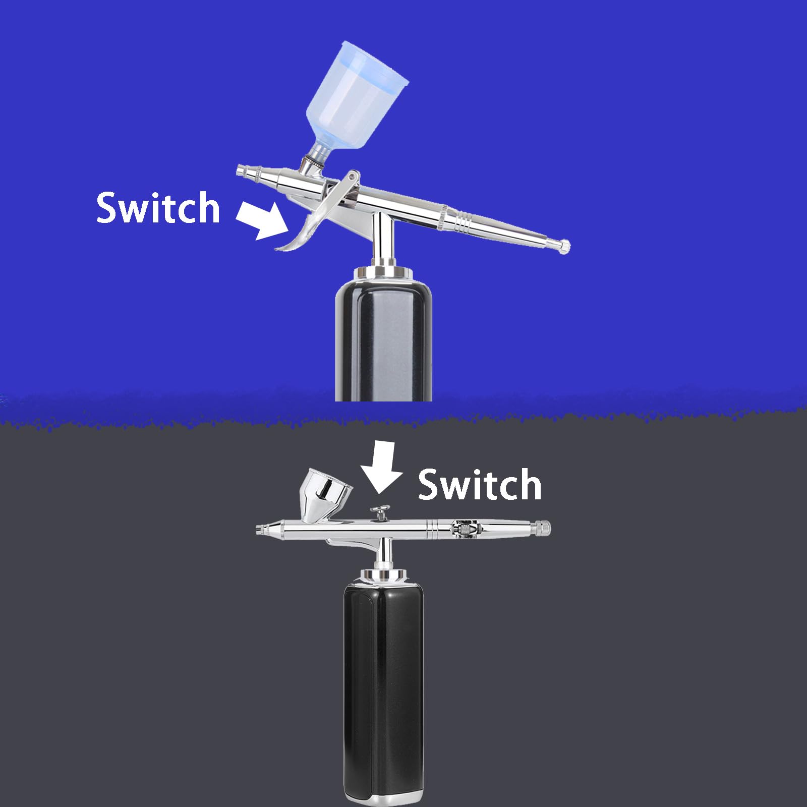 Kit de aerógrafo inalámbrico de alto flujo de aire, compresor de cepillo de aire inalámbrico portátil, mini cepillo de aire recargable, pistola de aerógrafo portátil para barbero, pintura de