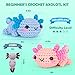 Crochetta Crochet Kit for Beginners, Crochet Starter Kit w Step-by-Step Video Tutorials, Easy Beginner Crochet Kit for Adults, Women & Men, Handmade DIY Gift Complete Kit Included (Axolotl 2Pack)