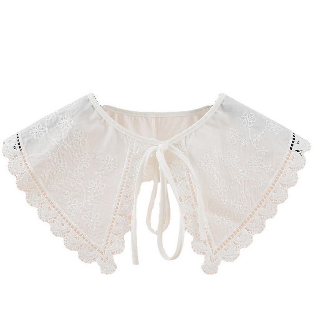 Detachable Fake Collar for Women Embroidery Mini Cape Collar Dickey Neck Ruff False Collar