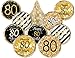 80th Birthday Party Favor Stickers - Gold and Black (Set of 324)