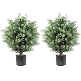21.7''T Artificial Cedar Topiary Ball Trees Artificial Potted Plants Artificial Shrubs Bushes Potted