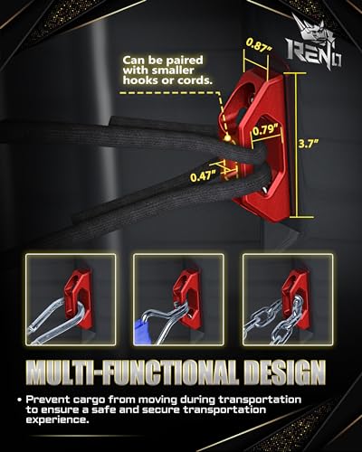 Image of RENO Aluminum Tie Down Anchors Combo, 2Pcs Bed Rail Cleat + 2Pcs Tie Down Hook Compatible with Tundra /Tacoma Truck, OEM PT278-35160 /35050-S1 /35100-S1 /35111 /35112 /PT785-35050-S1 /66312-0C010 (Red)