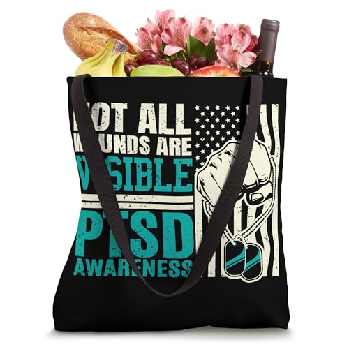 Bolsa Tote de apoyo militar PTSD Not All Wounds Are Visible miniatura 4