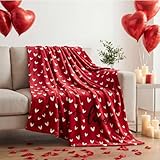 Horaldaily Valentine Flannel Blanket Throw, Mini Love Hearts Red Soft Fuzzy Plush Cozy Fleece Blankets for Couch Sofa Bed Lounging, Ideal Gifts for Kids Adults Wife Self, 50x60