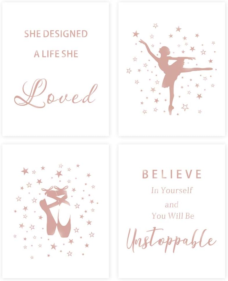 Ballerina Dancing Quote Rose Gold Foil Print