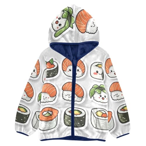 Kawaii Sushi Girls Fleece Jacket Girls Fall Jacket Girls Zip Up Hoodie Girls Sherpa Jacket 2-10T