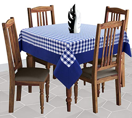 Image of AIRWILL Cotton Checkered Pattern 4 Seater Table Cloth Pack of 1 pc (Blue)
