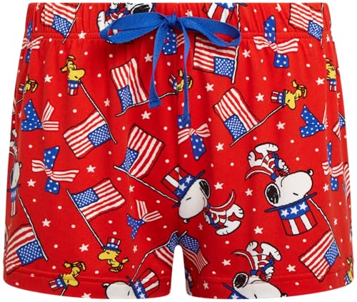 Image of COCO BRANDS Peanuts Snoopy Womens Pajama Set - 2 Piece Short Sleeve Button Down Sleep Shirt and Pajama Shorts