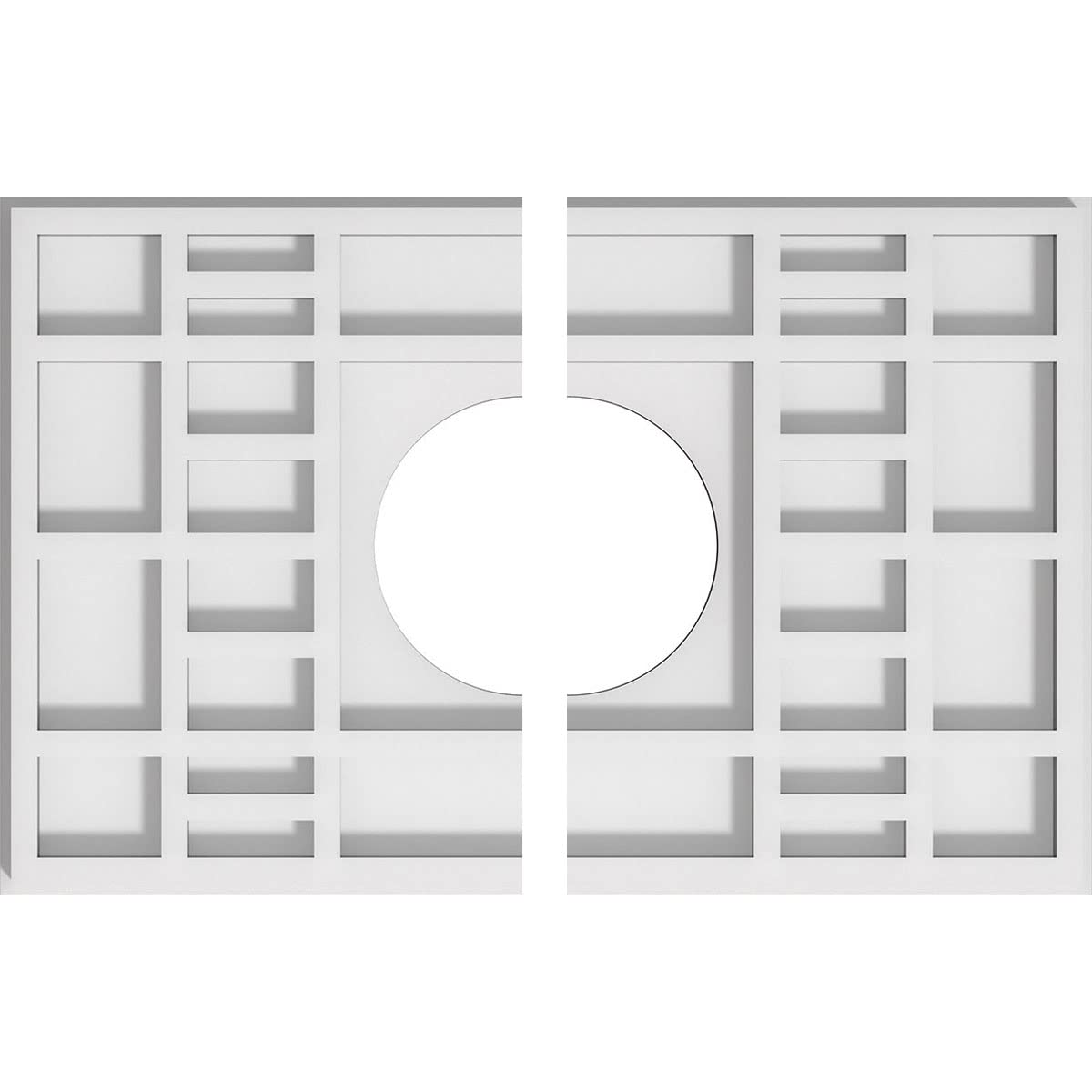 Médaillons de plafond en PVC uréthane contemporain 35,6x24,9cm pour moulure et luminaire