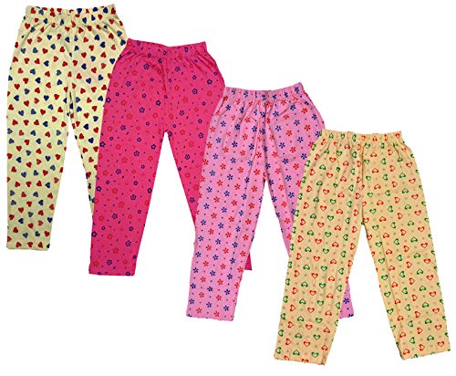 Image of indi weaves Regular Fit Pure Cotton Pajama Pants with All Over Print for Girls (Multicolor Designs)(Pack of 4)