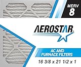 Aerostar 16.375x21.5x1 Air Filter MERV 8 (For Allergies, Dust, Lint, Mold & Pet Dander) - Electrostatic MPR 600 & FPR 5 - Pleated HVAC AC Furnace Air Filters - Pack of 6