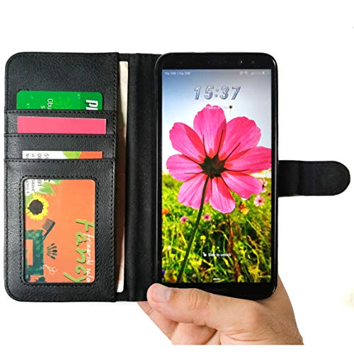 Coque Mate 10 Lite, Abacus24-7® Etui à Rabat en Cuir, Housse de Protection pour Huawei Mate 10 Lite, Format Portefeuille avec Emplacements Carte, Fonction Support et Languette Aimantée - Noir