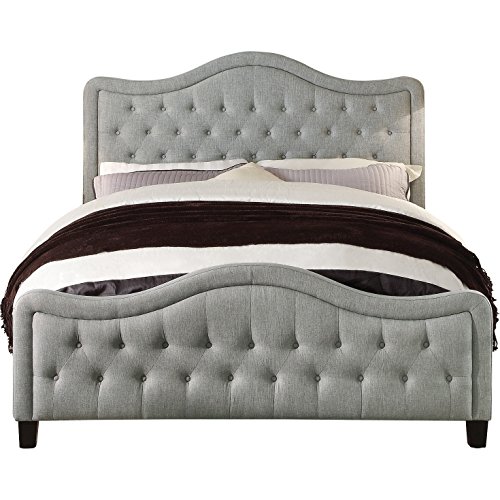 Upholstered Linen Bed With High Profile Footboard