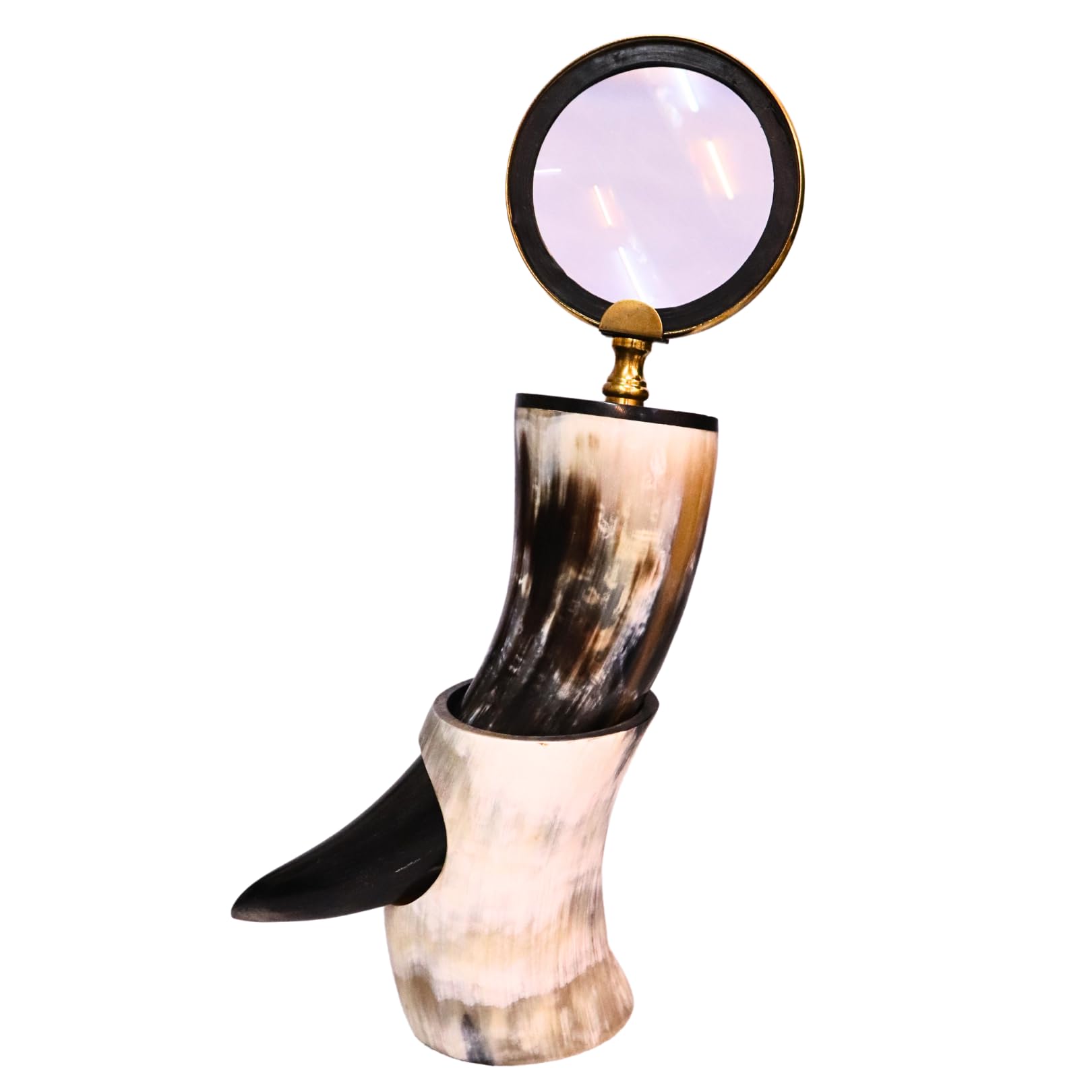 Asian Arts Global Handcrafted Horn and Brass Magnifying Glass | Vintage Style Design with Unique & Elegant Craftsmanship