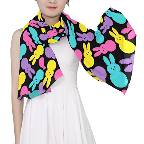 Long Scarf for Women Happy Easter Cute Rabbits Lightweight Sheer Scarve Wrap4