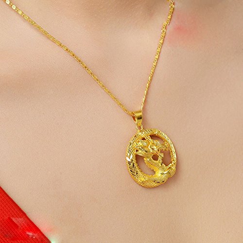 CSDB 24K Gold Real Yellow Gold Filled Smart Dragon Pendant Necklace