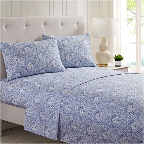 Mellanni Full Size Sheet Set - Iconic Collection Bedding Sheets & Pillowcases - Extra Soft, Cooling Bed Sheets - Deep Pocket up to 16" - Wrinkle, Fade, Stain Resistant - 4 PC (Full, Paisley Blue)
