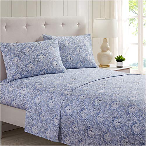 Mellanni Full Size Sheet Set - Iconic Collection Bedding Sheets & Pillowcases - Extra Soft, Cooling Bed Sheets - Deep Pocket Up To 16" - Wrinkle, Fade, Stain Resistant - 4 Pc (Full, Paisley Blue) #TOP17