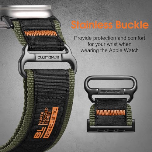 Bandletic Nylon Strap Compatible with Apple Watch Band for Apple Watch Ultra 2/ Ultra (49mm), Series 9/8/7 (45mm) - Image 4