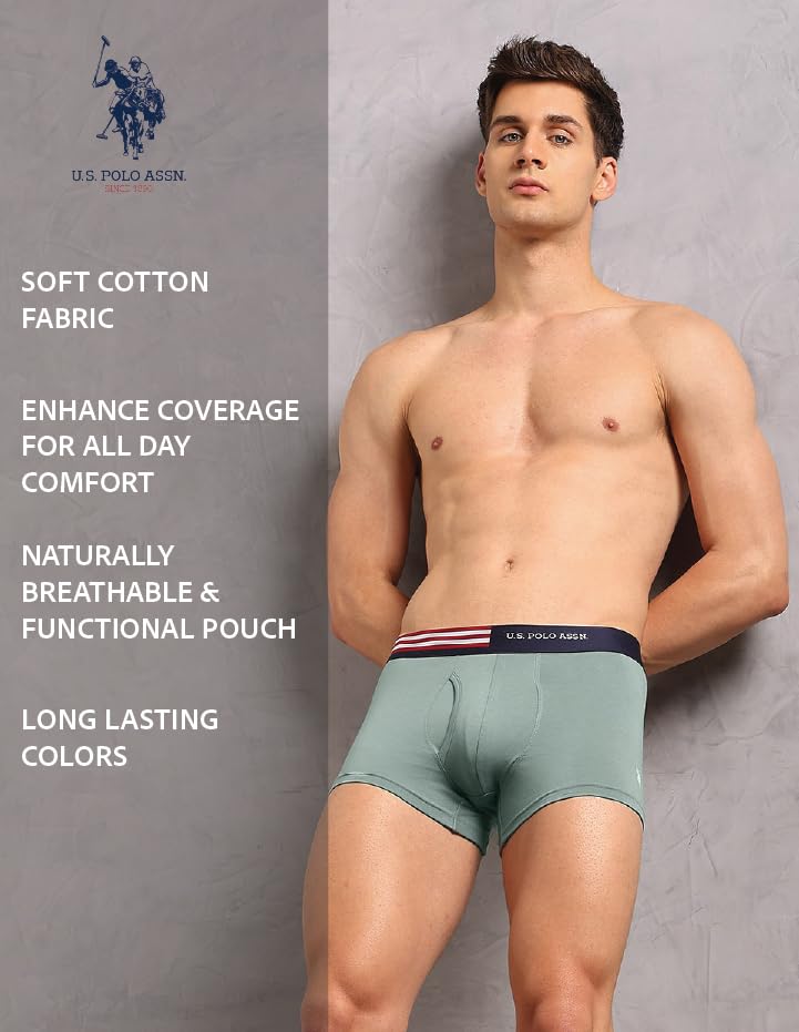 Image of U.S. Polo ASSN. Men's OET19 Striped Waistband Underwear Trunks - Pack of 2